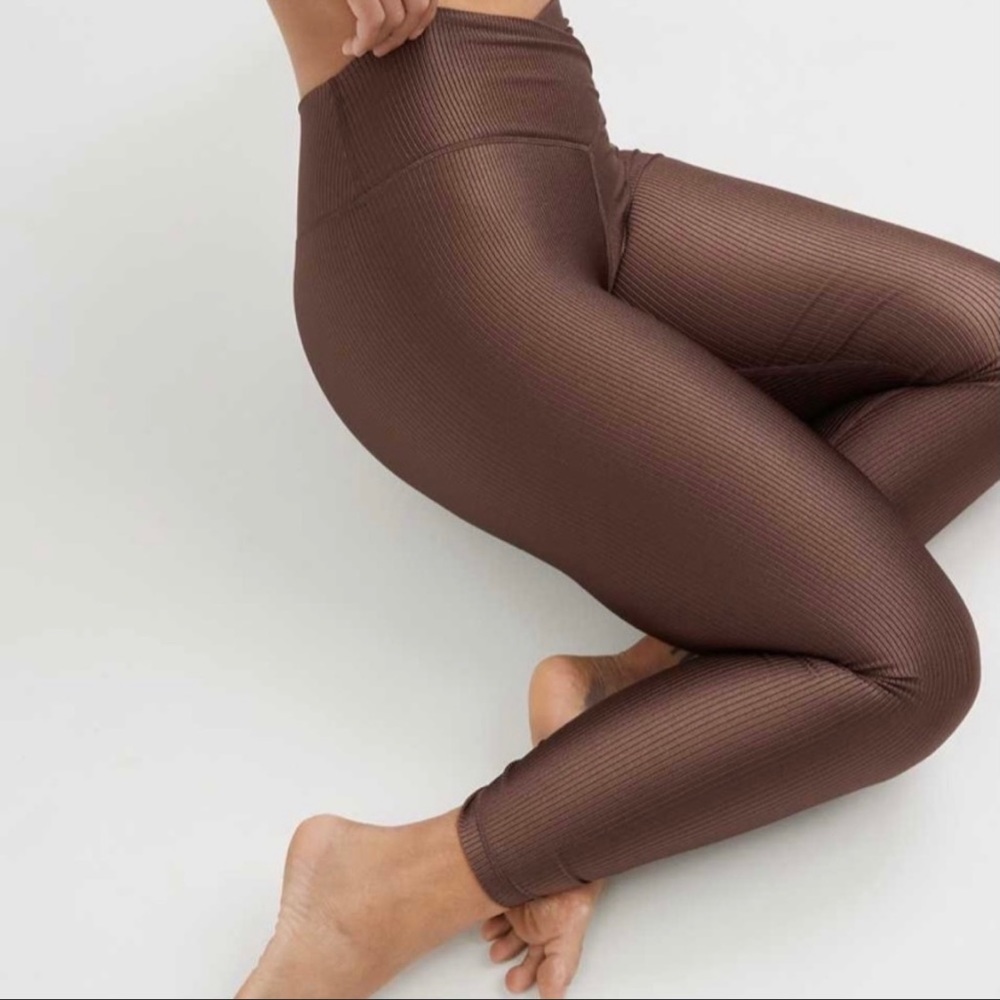 Aerie Offline Ribbed Crossover Brown Leggings
